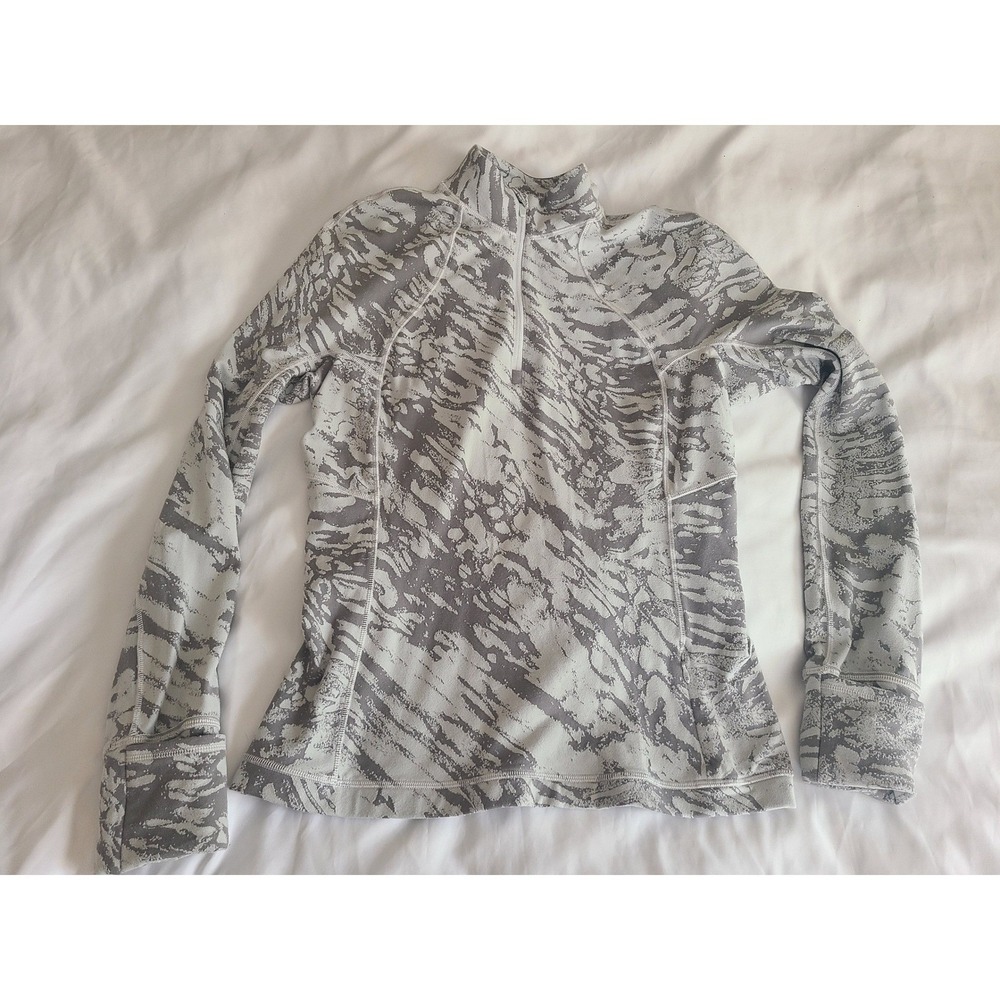 Lululemon Its Rulu Run Half Zip Liquidize Camo Duo Jacquard Vapor Grey Size 10